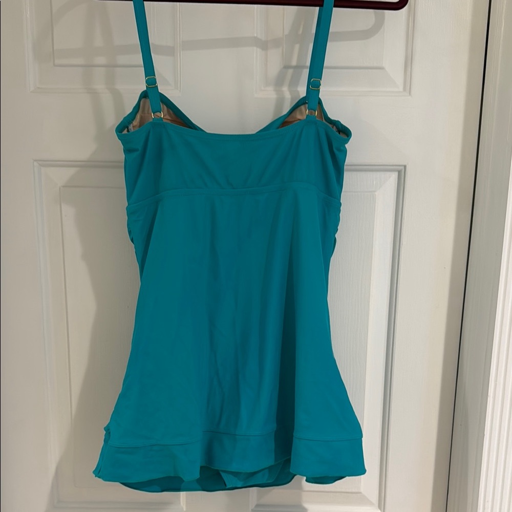 Teal Ruched Tankini Top - Picture 4 of 7